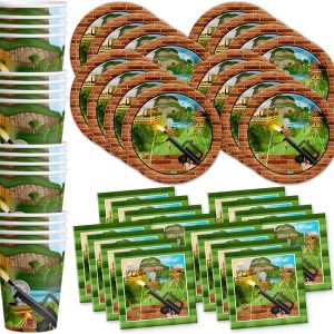 Fort Nite Party Supplies – Battle Gamer Birthday – Decoraciones de fiesta de videojuegos de quincena Juego de vajilla desechable incluye platos, Fort Nite Party Supplies – Battle Gamer Birthday – Decoraciones de fiesta de videojuegos de quincena Juego de vajilla desechable incluye platos,