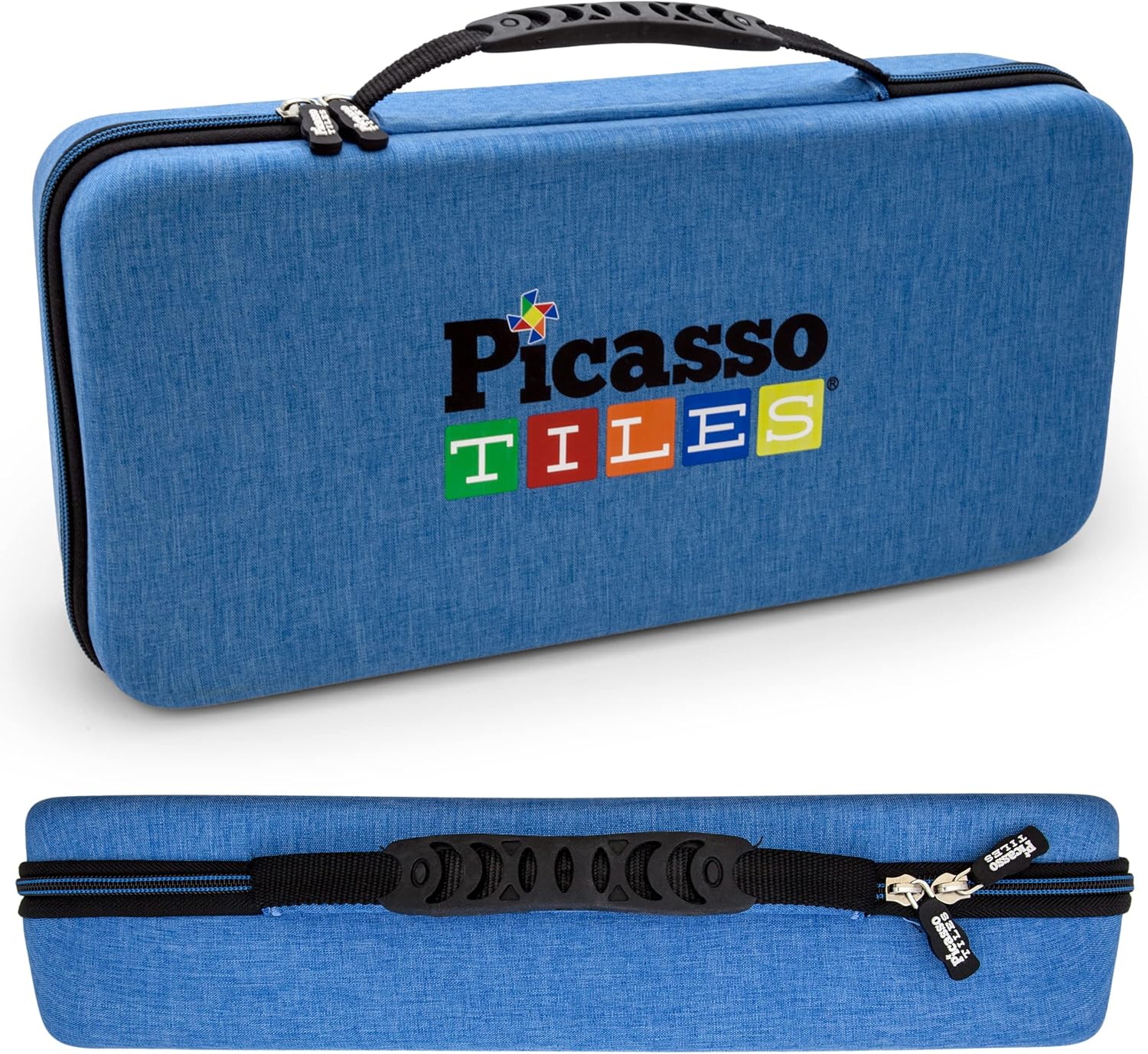 PicassoTiles Paquete de 70 pistas de carreras de mármol + estuche de transporte juego educativo STEAM para niños, incluye organizador de