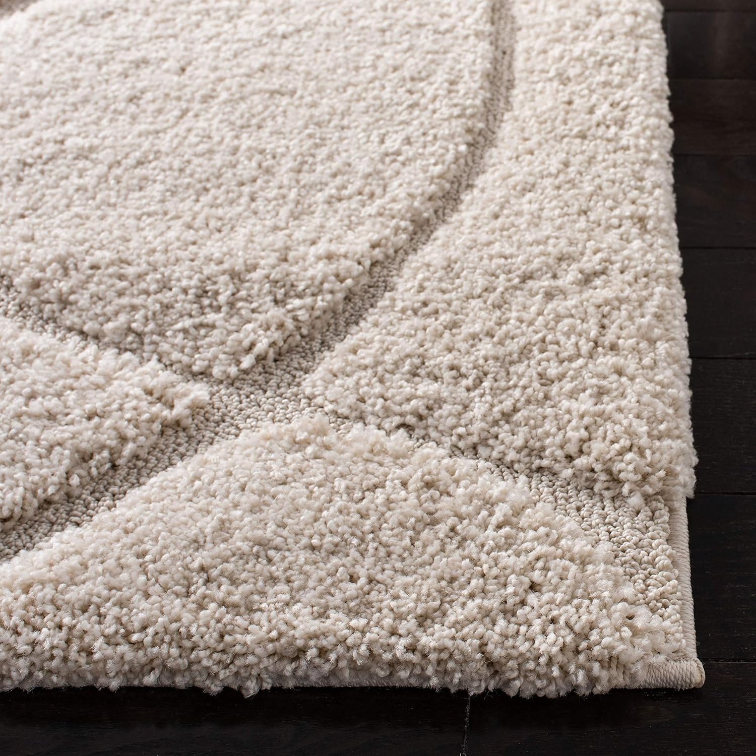 SAFAVIEH Colección Florida Shag SG471 – Alfombra con ondas abstractas de 4 x 6 pies, color cremacrema, para sala de estar, dormitorio, comedor,