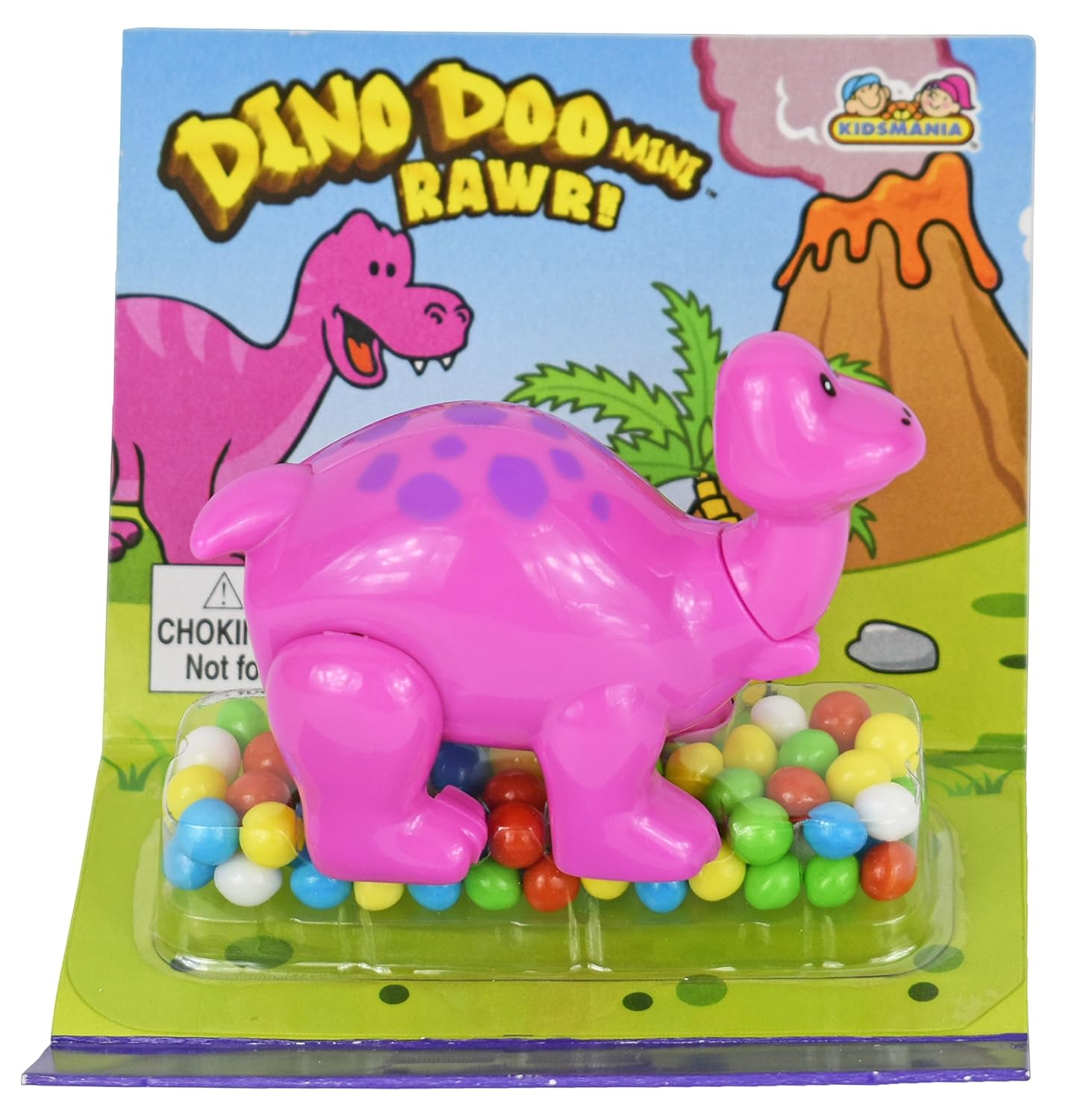 Juego de 3 mini dispensadores de caramelos Dino Doo. Cuenta con dinosaurios como triceratops, estegosaurio y brontosaurio. Perfecto para fiestas de