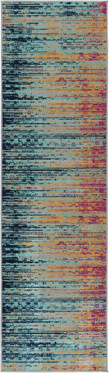 Kaleen Alfombra de área de 5’3″ x 7’3″ en multicolor, colección Zuma Beach para interiores y exteriores