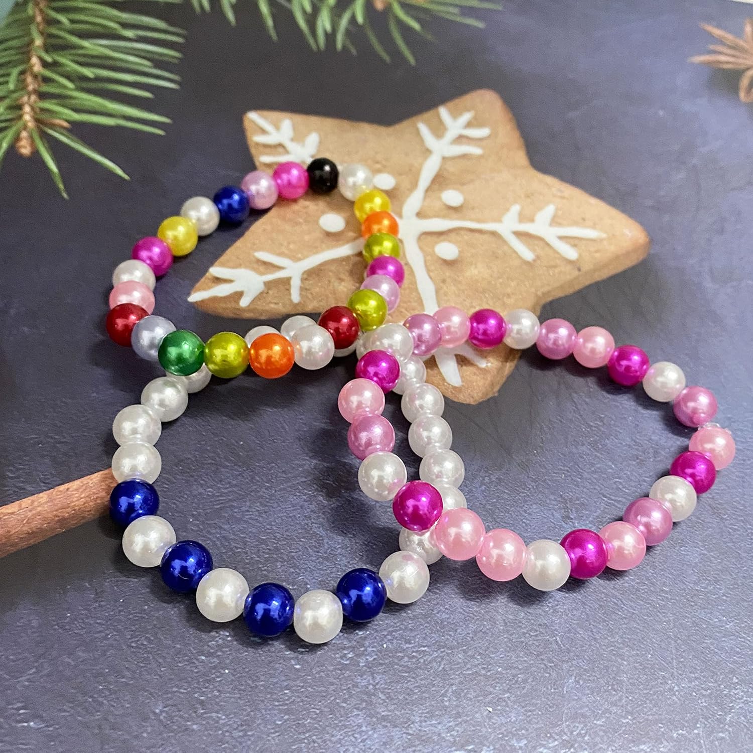 Cuentas de perlas, 300 cuentas para manualidades, perlas sueltas de 0.315 pulgadas (0.315 in), cuentas espaciadoras redondas para aretes, pulseras,