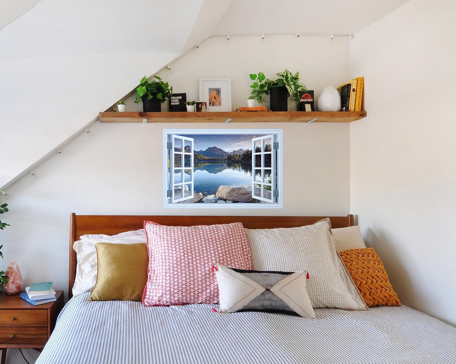 FLFK Adhesivo de pared falso para ventana, mural de pared de paisajes para decoración de pared, calcomanías de pared para pegar y despegar, 24 x 16