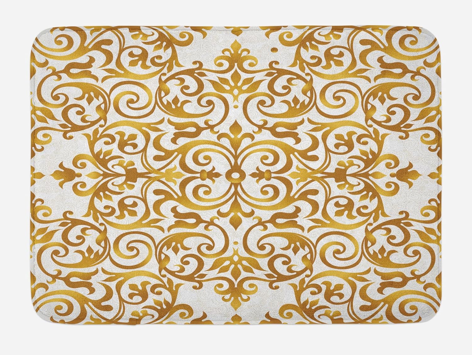 Lunarable Tapete de baño victoriano, encaje victoriano, patrón barroco antiguo, otomano oriental con patrón cuadrado real, tapete decorativo de baño