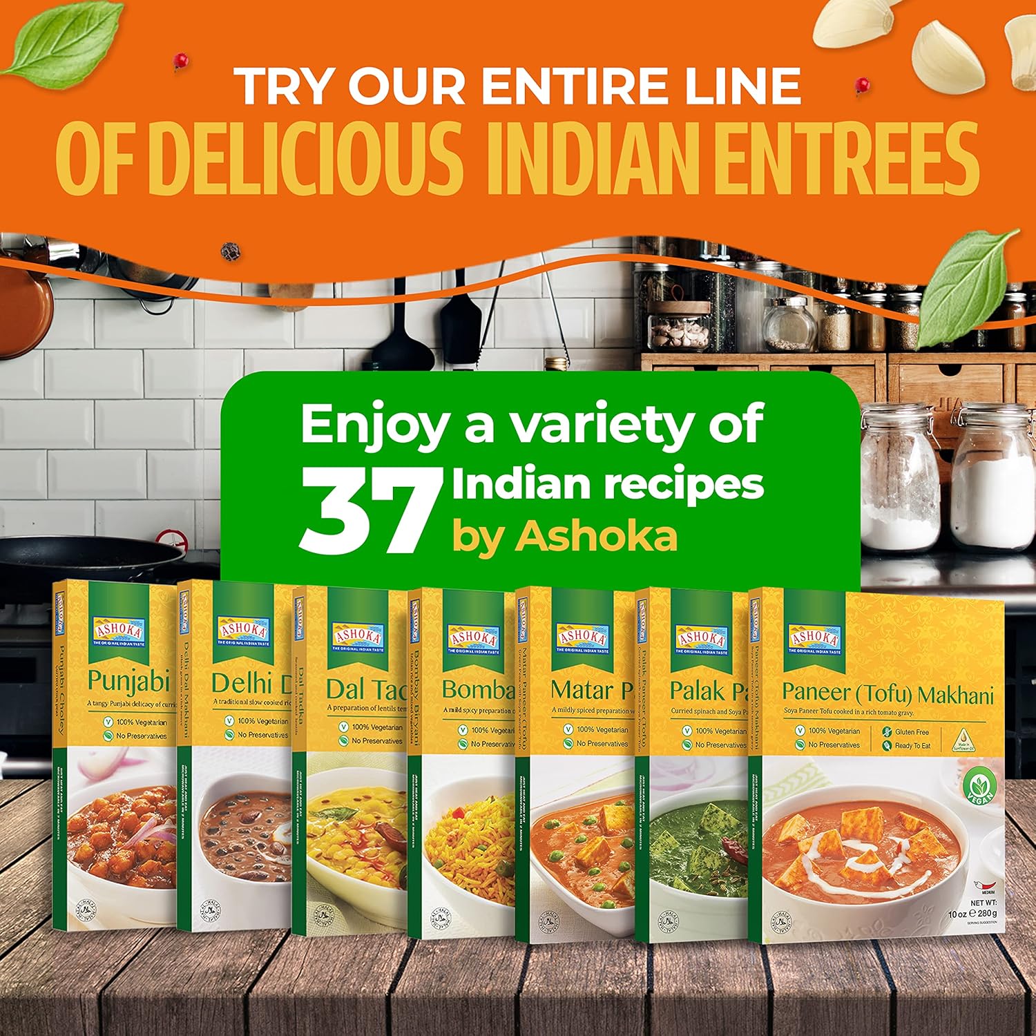 Ashoka Comidas indias listas para comer desde 1930, 100% vegano Matar Paneer (Tofu), comida india totalmente natural cocinada tradicionalmente, a