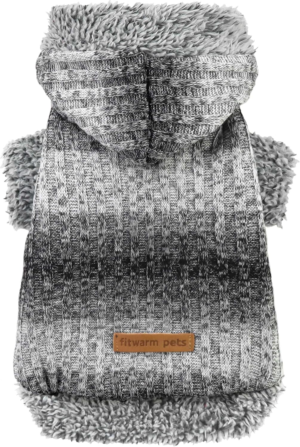 Fitwarm Suéter mullido para perro, ropa de invierno de punto para perros pequeños, niños y niñas, atuendo con capucha para gatos y mascotas, gris