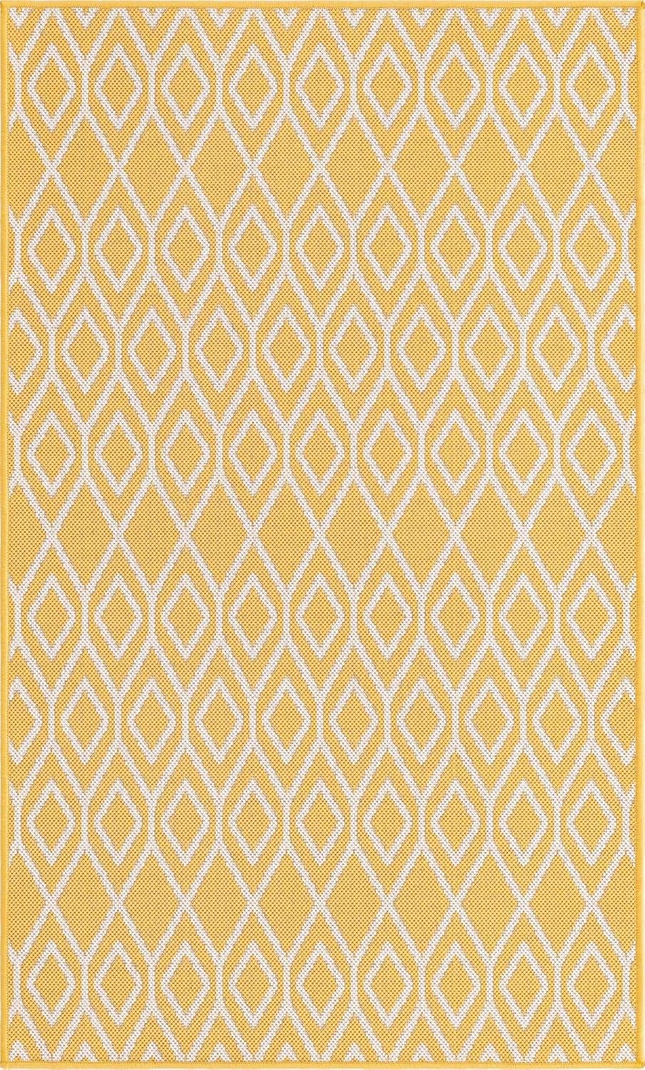 Jill Zarin Outdoor Collection – Alfombra rectangular de 3 pies 3 pulgadas x 5 pies 3 pulgadas, color amarillo marfil y marfil