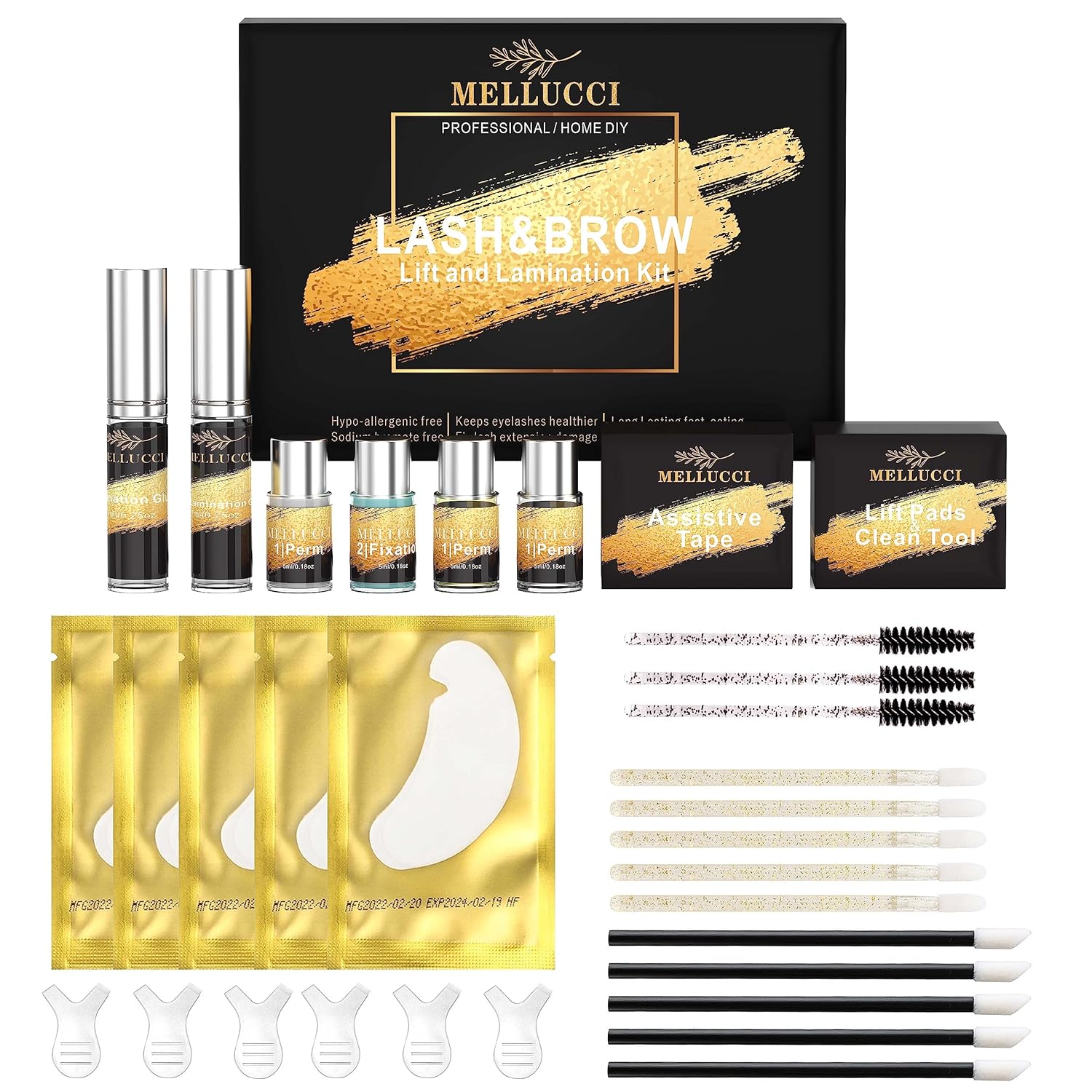 Kit de laminación de cejas 2 en 1, kit profesional de pestañas permanentes que duran 6-8 semanas, pestañas rizadas naturales y cejas esponjosas de