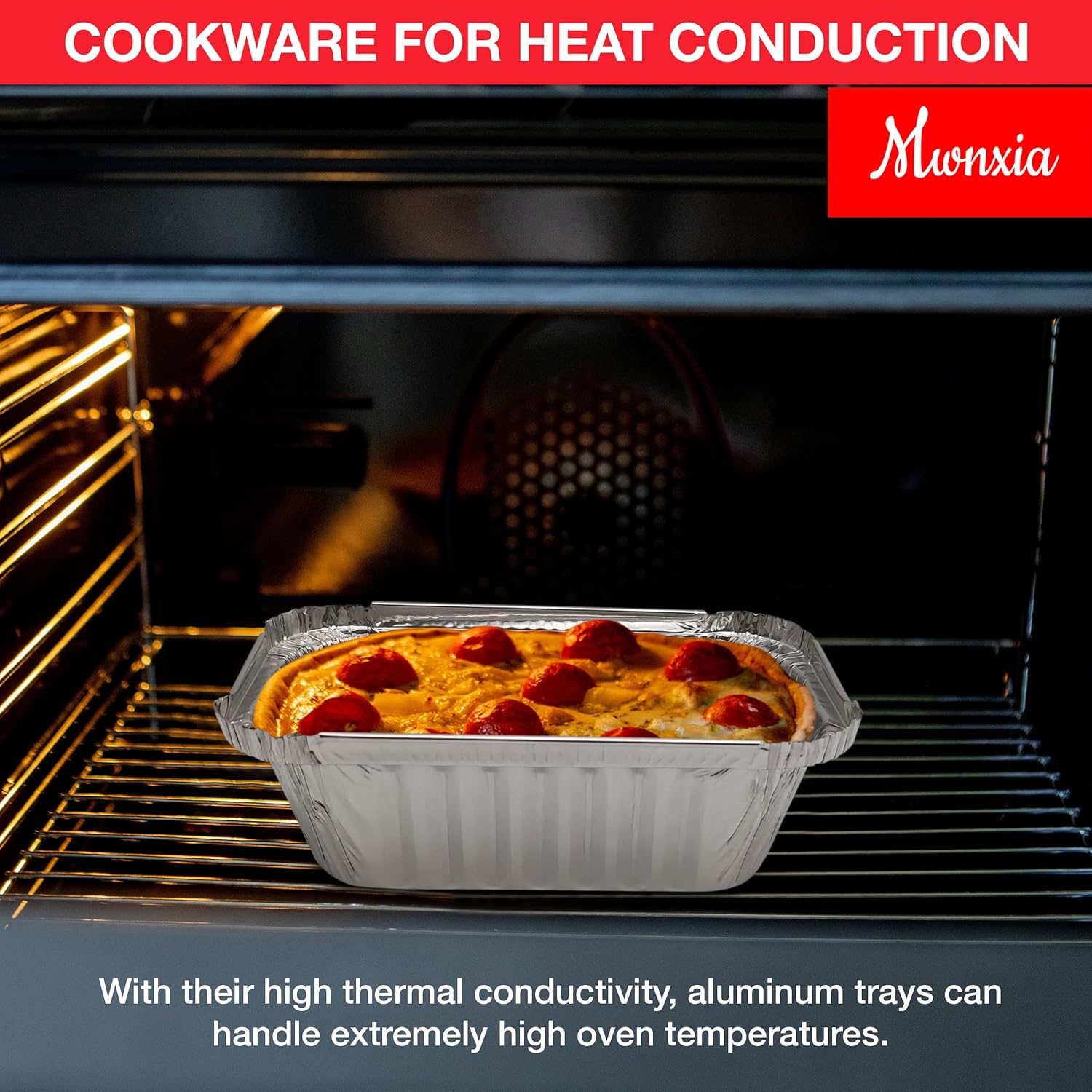 Mwnxia Mini moldes gruesos para pan con tapas, paquete de 50 moldes de aluminio de 1 libra con tapas completas con calcomanías de amor hechas a mano
