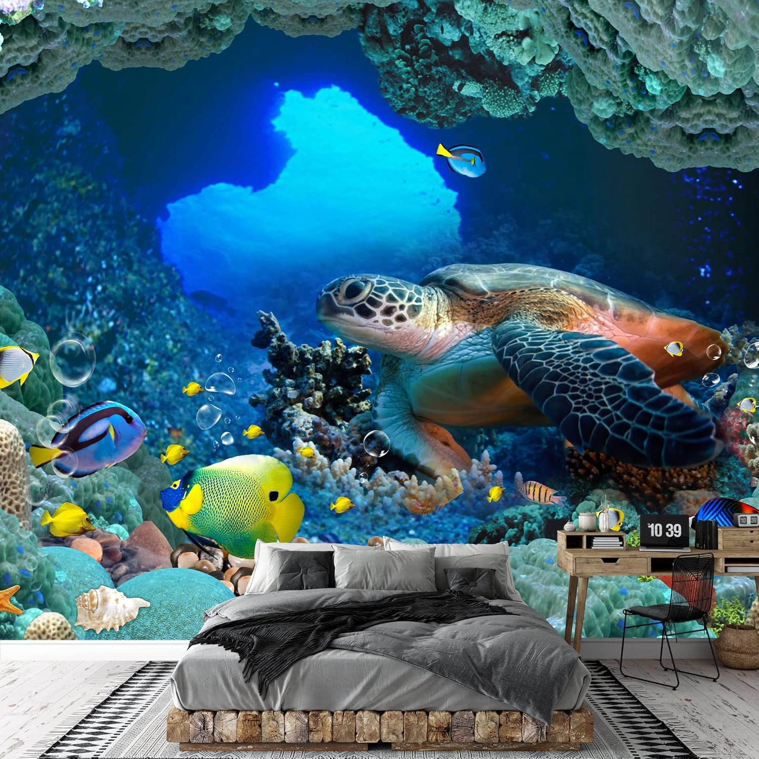 wall26 Mural de pared The Beautiful Undersea World – Papel tapiz autoadhesivo extraíble grande para decoración de pared, 66 x 96 pulgadas