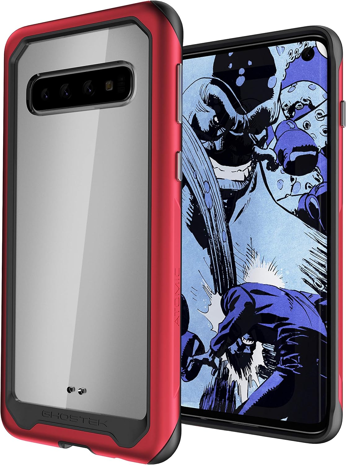 Ghostek Atomic – Funda delgada para Galaxy S10 transparente con parachoques de metal espacial, protección súper resistente, diseño de grado militar