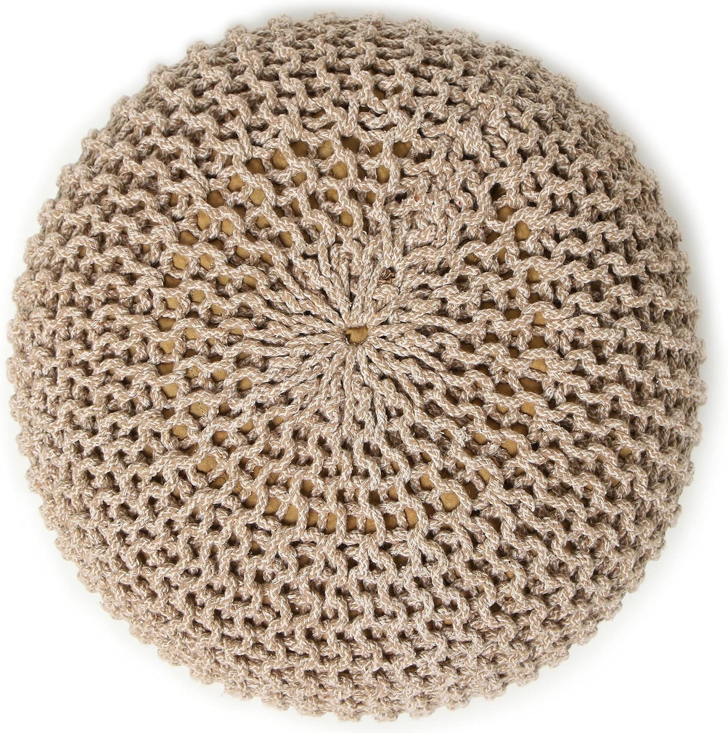 REDEARTH Puf otomano redondo, tejido a mano, estilo bohemio, decoración del hogar, puf circular para sala de estar, guardería, dormitorio, sala de