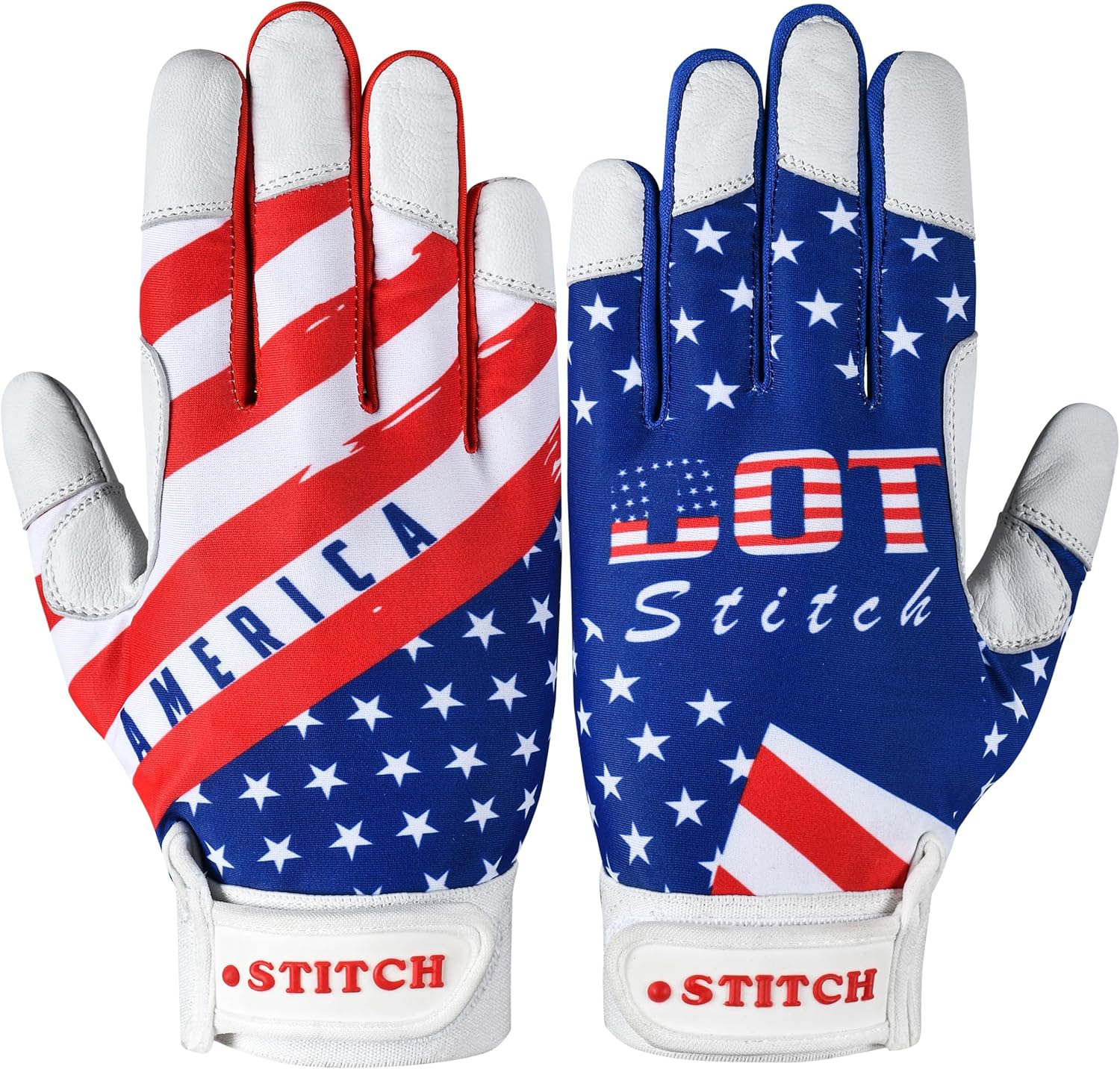 Guantes de bateo de sóftbol, guantes de bateo de béisbol con bandera estadounidense, guantes de bateo para hombres, guantes de bateo de béisbol con