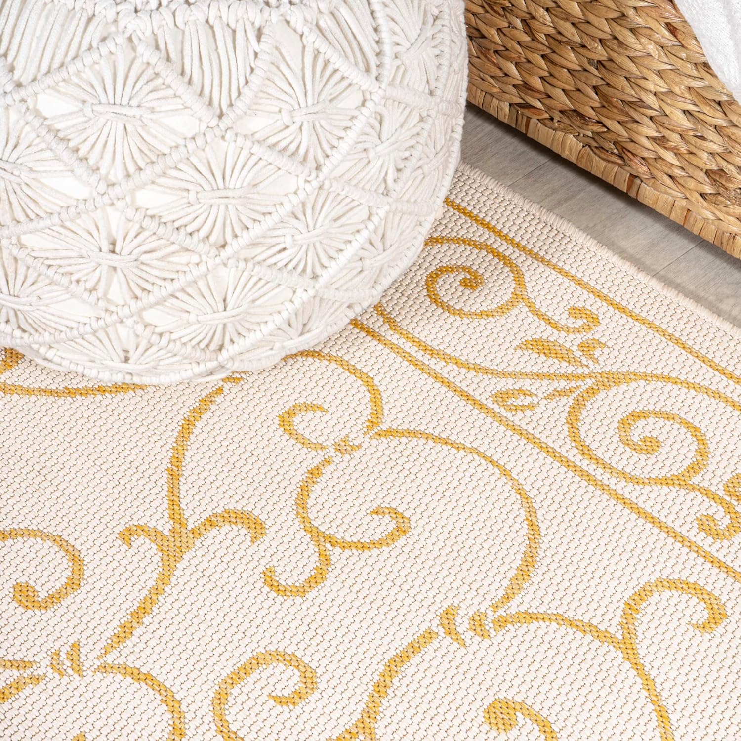 JONATHAN Y – Tapete Charleston de tejido texturizado de filigrana, vintage, para interiores y exteriores, rojobeige, SMB106B-28, 2 x 8 pies Tapete