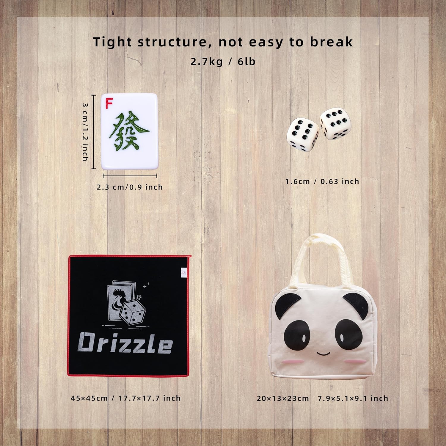 drizzle Juego de Mahjong numerado de 1.181 in  1.2 pulgadas portátil 146 azulejos premium  Juego de versión tradicional china  Manual para