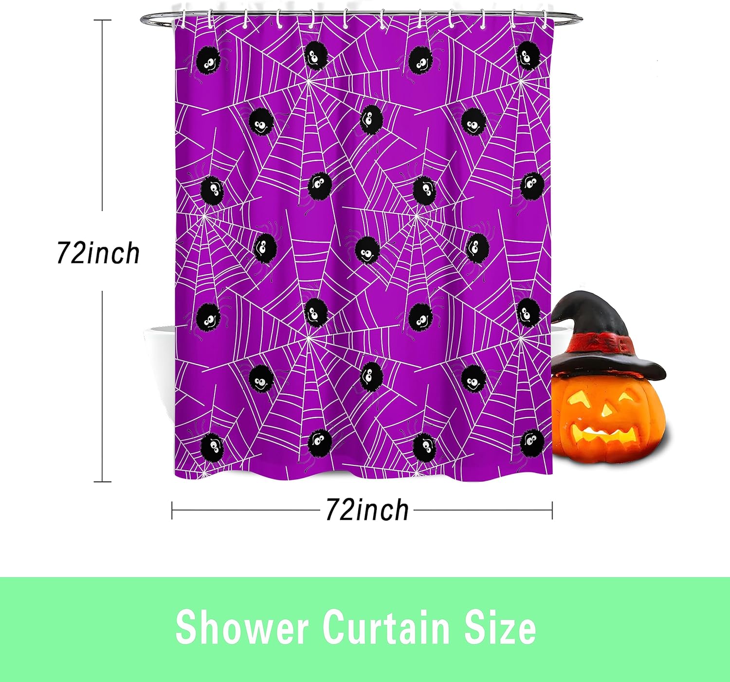 Cortina de ducha de Halloween, telaraña de Halloween, cortinas de ducha moradas espeluznantes para baño, decoración del hogar de Halloween, tela