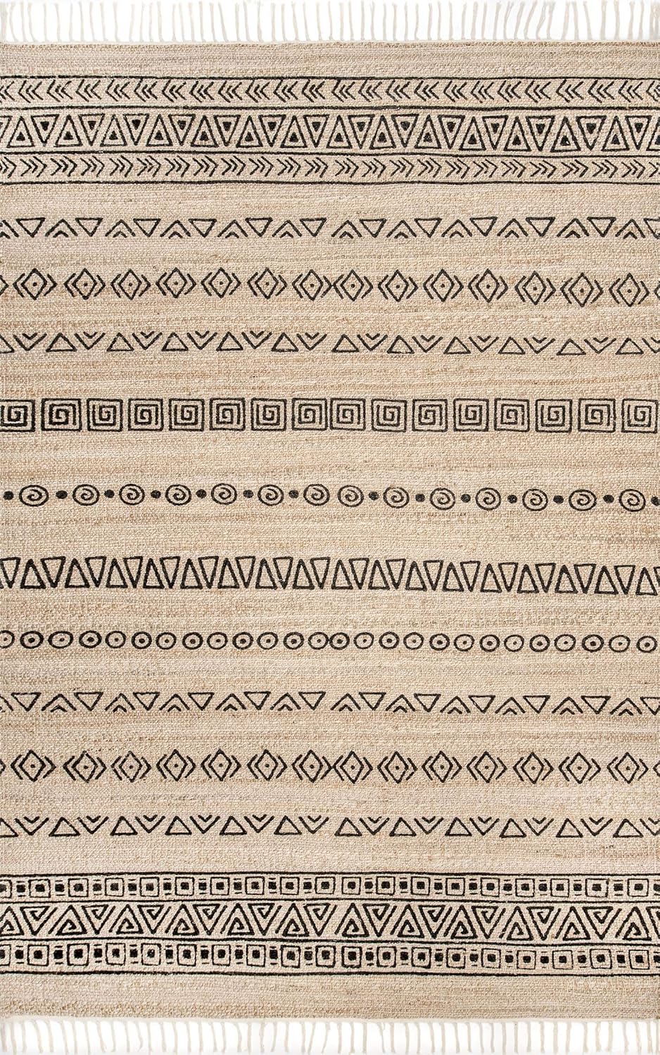 nuLOOM Ellis – Alfombra tribal para fiesta, 5 x 8, color natural