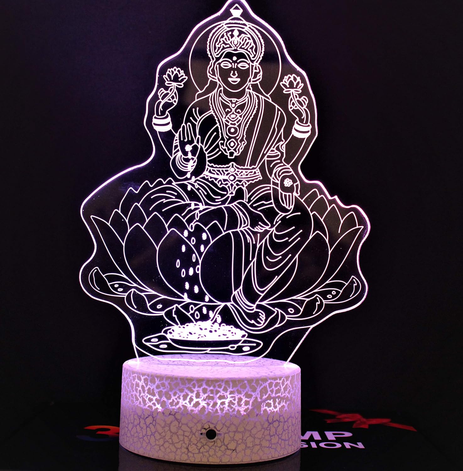 RMOR Luz nocturna de ilusión 3D de la diosa Laxmi, la mejor idea de regalo, Diwali para amigos y familia, decoración genial para el hogar, oficina,