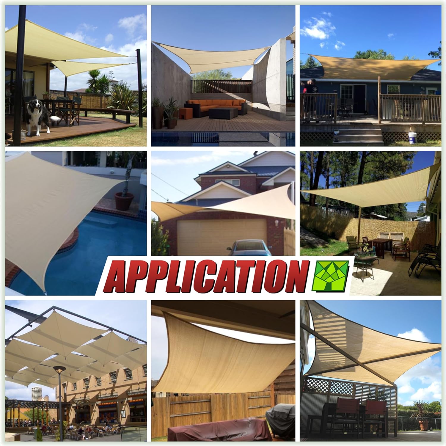 ColourTree Toldo rectangular de tela de 10 x 16 pies, color gris, permeable al agua y bloqueo UV UPF50, resistente, para patio al aire libre