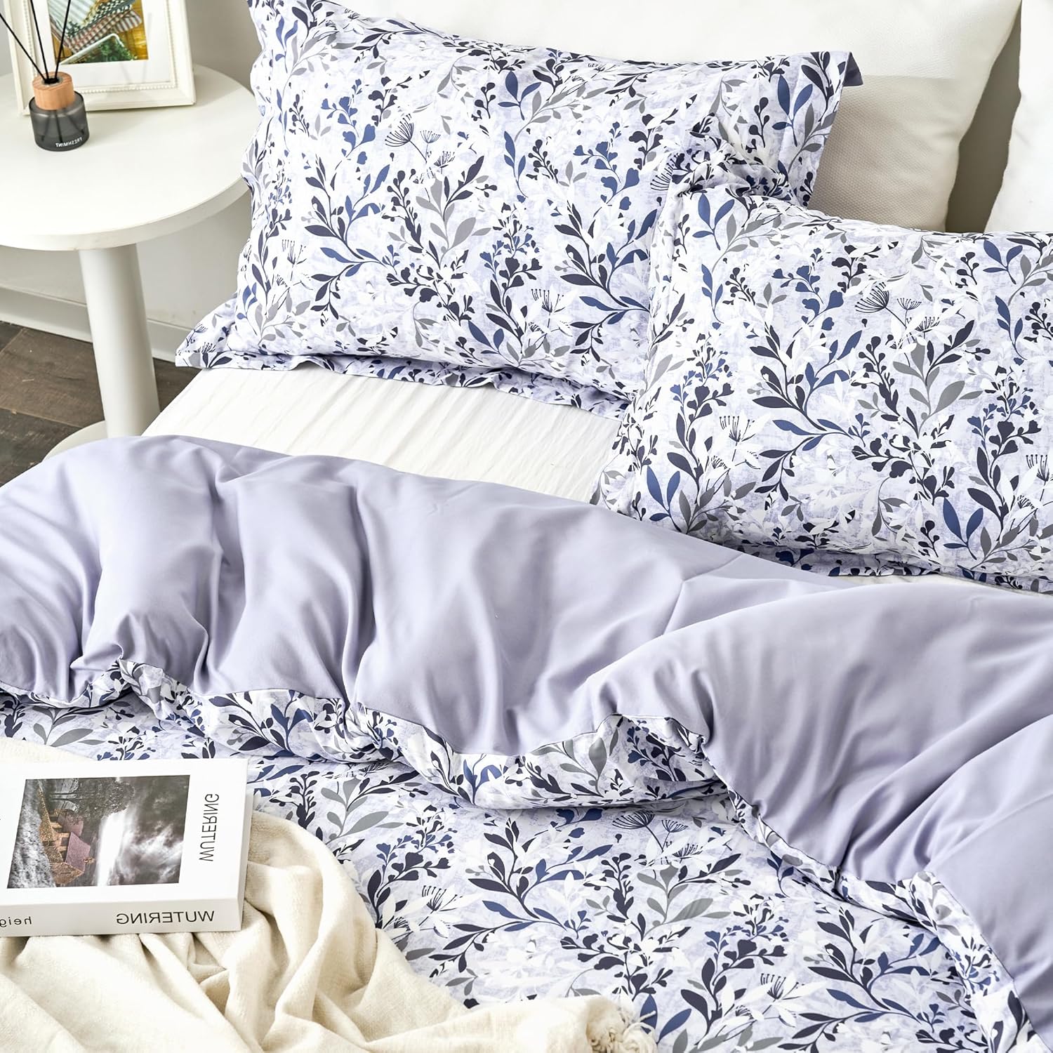 McVernon’s Funda de edredón floral tamaño King de 3 piezas, funda de edredón floral King con 2 fundas de almohada, juego de ropa de cama suave para