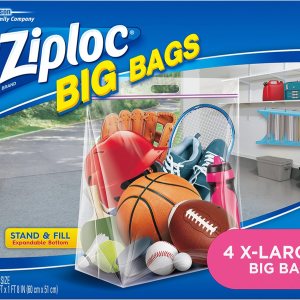 Ziploc Bolsas de almacenamiento, doble cierre de cremallera y parte inferior expandible, extra grandes, 4 unidades, bolsa grande Ziploc Bolsas de almacenamiento, doble cierre de cremallera y parte inferior expandible, extra grandes, 4 unidades, bolsa grande