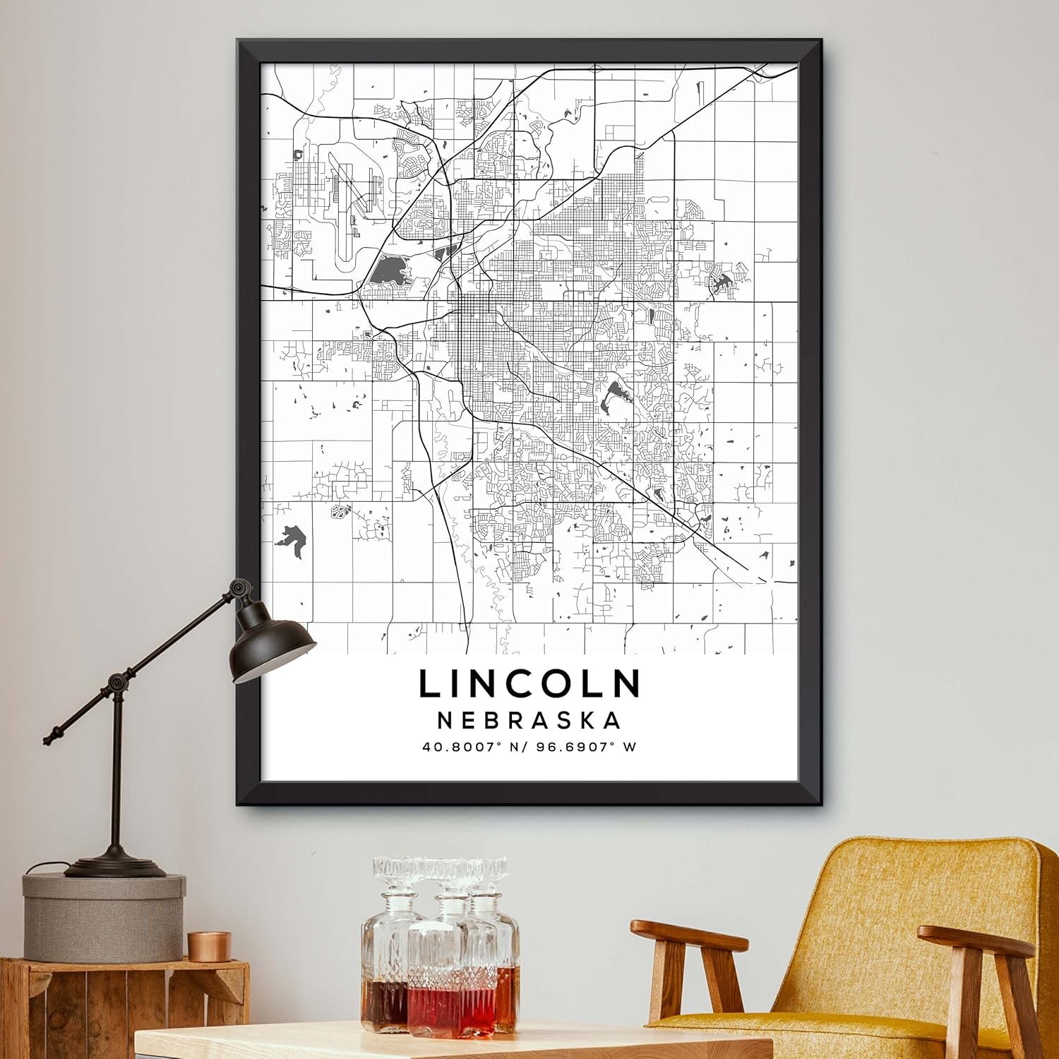 Mapa de Lincoln, Nebraska, Light 2 (8×10)