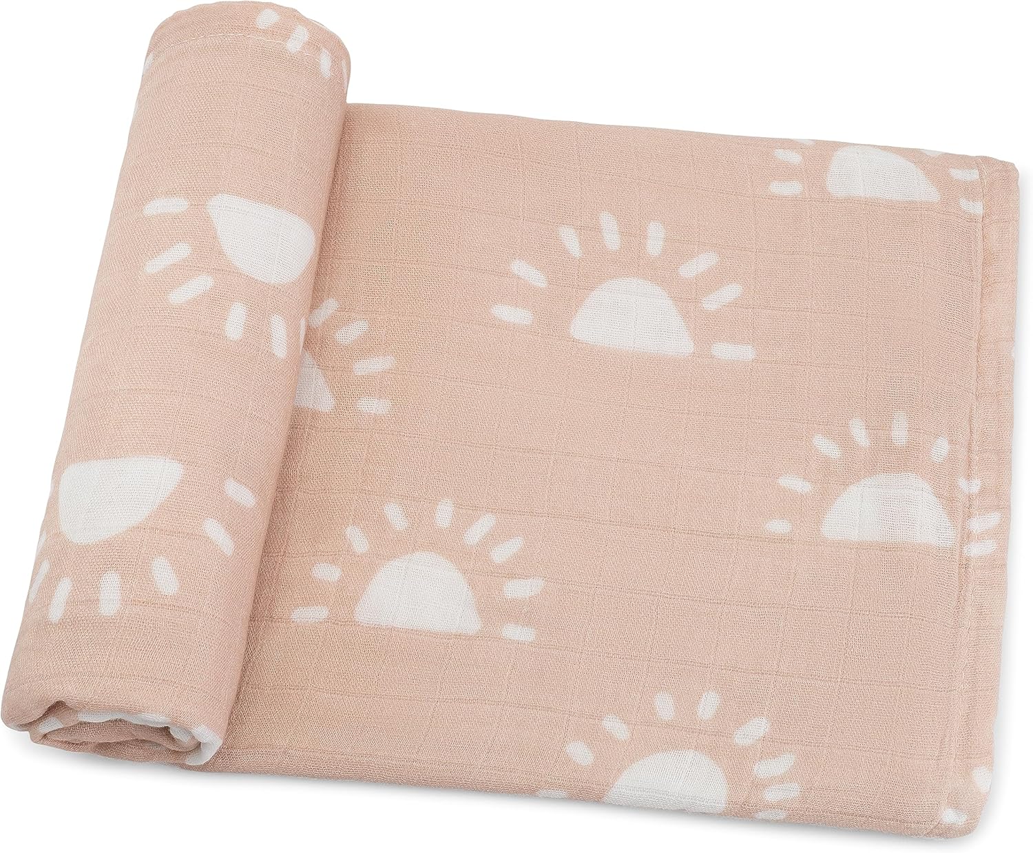 Comfy Cubs Manta de muselina neutra para envolver para niños y niñas, artículos esenciales para bebés, registro y regalo (sol rubor)