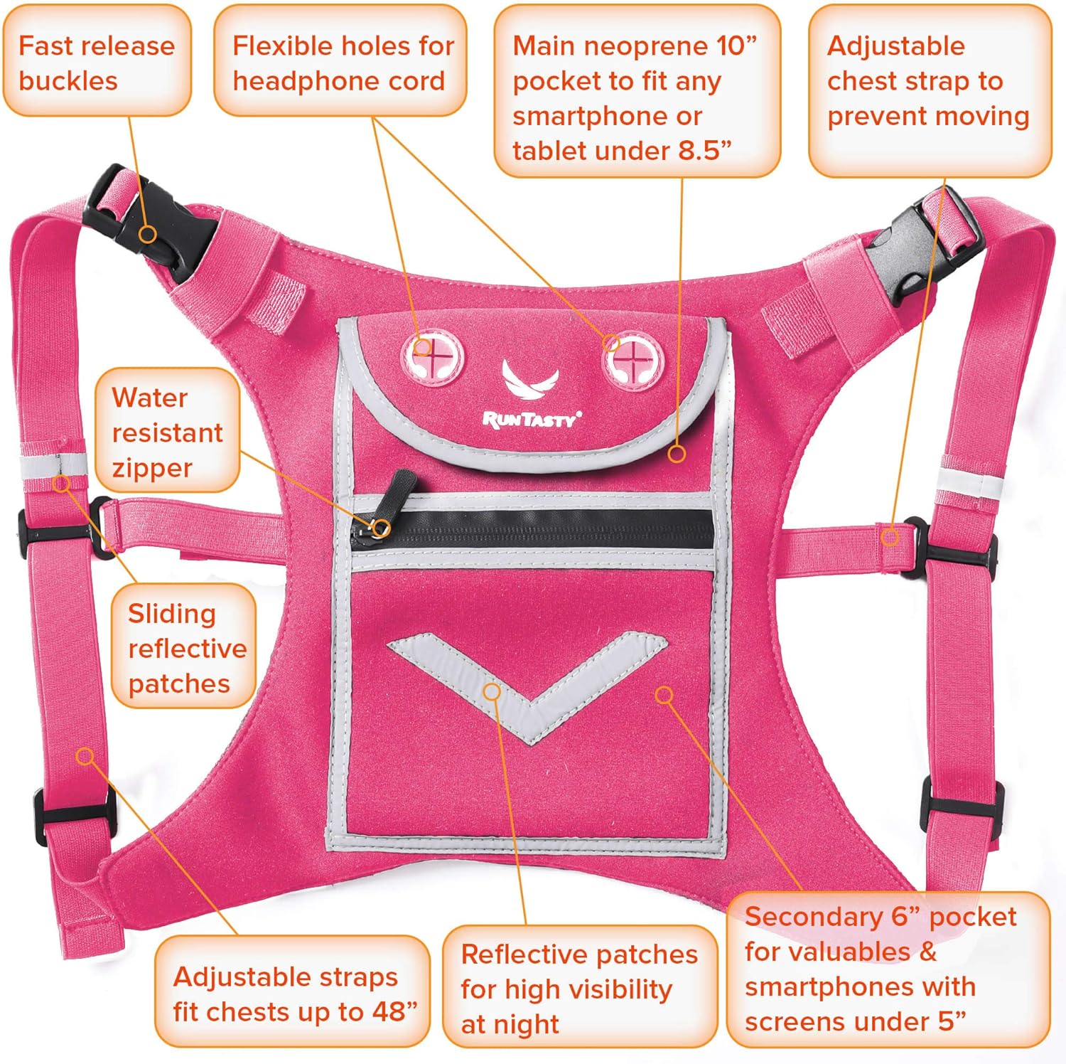 Mini chaleco de mochila para correr para hombres y mujeres, equipo de alta visibilidad, sostiene objetos de valor, cualquier teléfono, ideal para