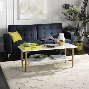 Safavieh Home Collection Caraway – Mesa de centro blanca y natural Safavieh Home Collection Caraway – Mesa de centro blanca y natural