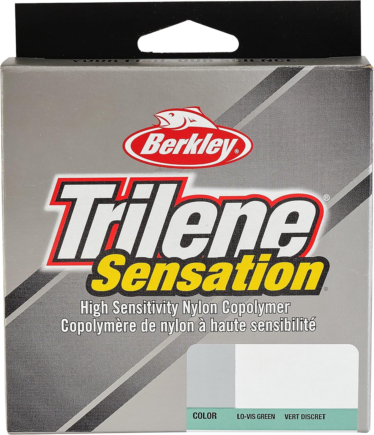 Berkley Trilene Sensation, Low Vis Green, 8lb  7.9 lbs Línea de pesca de monofilamento, adecuada para ambientes de agua dulce