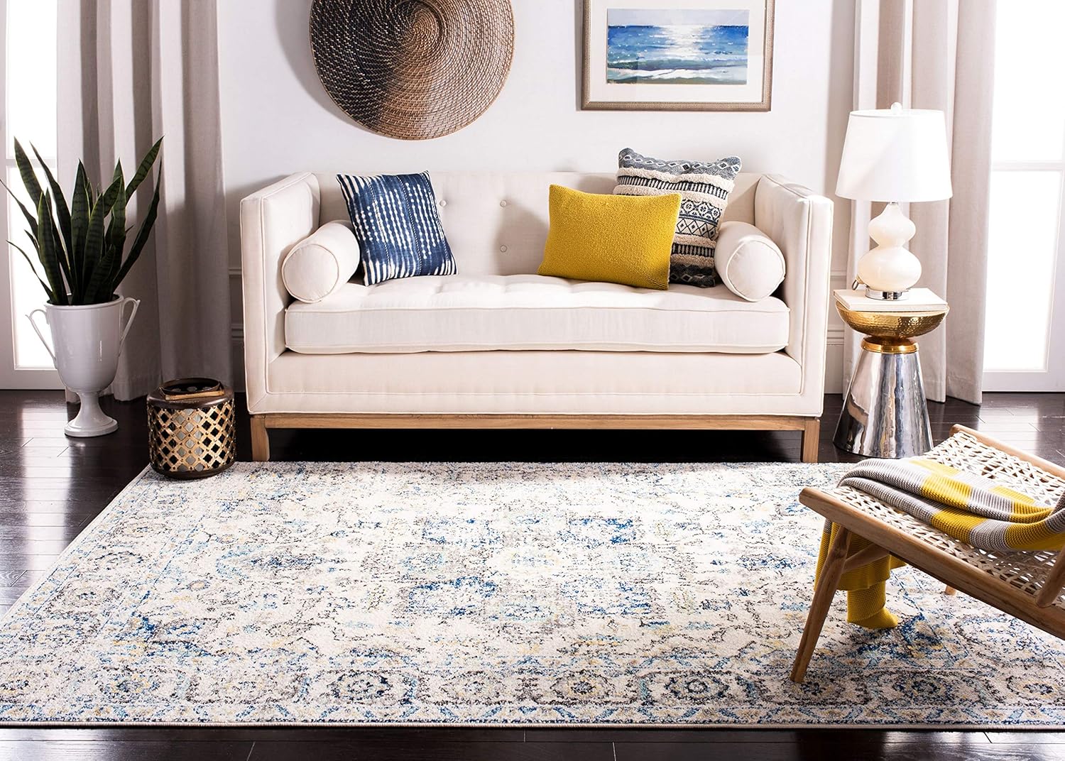Safavieh – Tapete con diseño de medallón desgastado tipo copo de nieve, colección Madison, no suelta pelo, de fácil cuidado, sala y dormitorio de