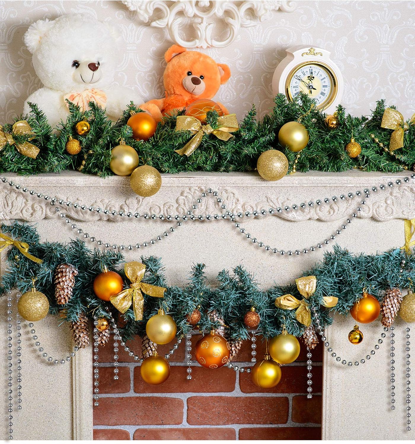 Cuentas de árbol de Navidad de 50 pies, perlas artificiales, guirnalda de cuentas de plástico para el día de San Patricio, boda, suministros de