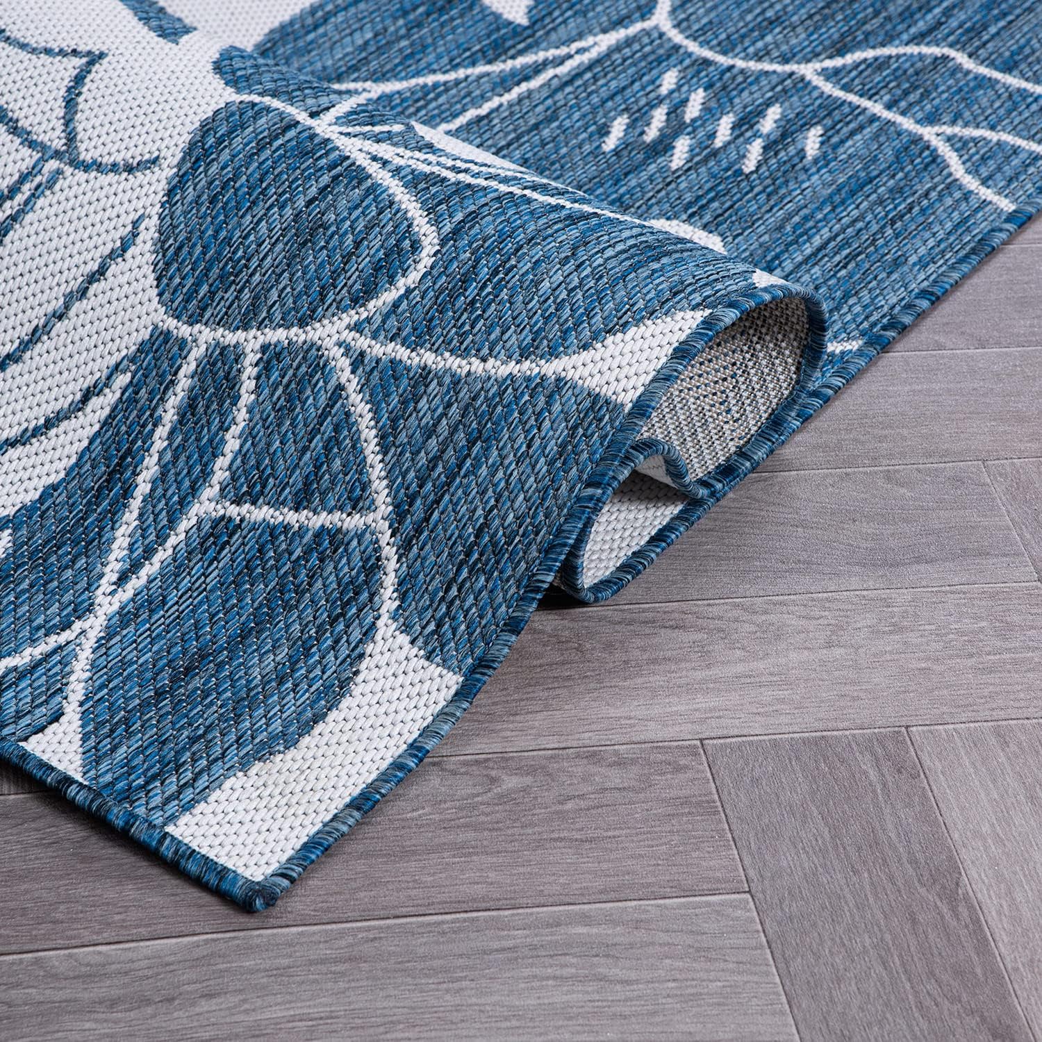 Rugshop Alfombra moderna con textura de flores florales, fácil limpieza, para exteriores, terraza, patio, patio trasero, interiorexterior, 7 pies 10