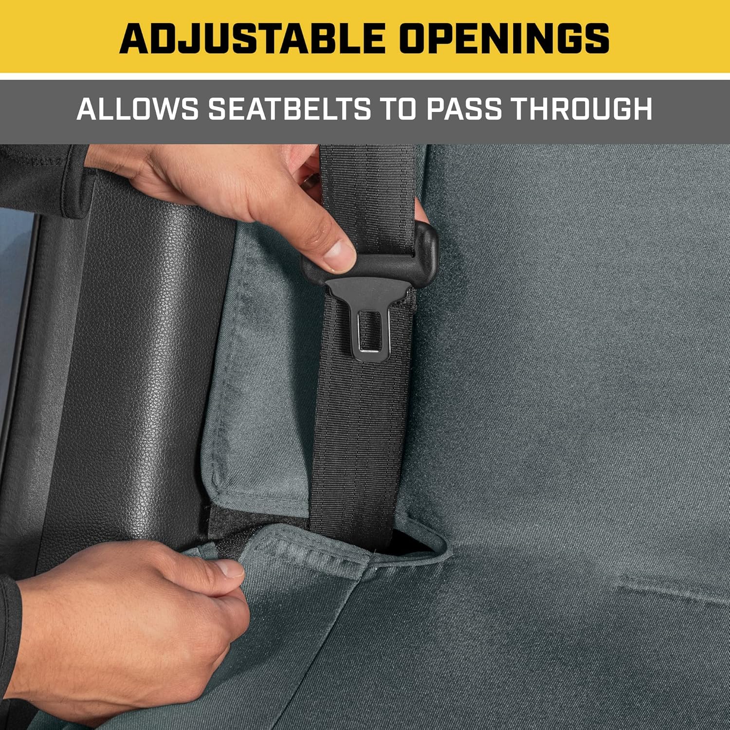Cat Flexfit Funda de asiento trasero para coches, camiones SUV, protector de banco trasero dividido con cremallera y material de lona duradero,