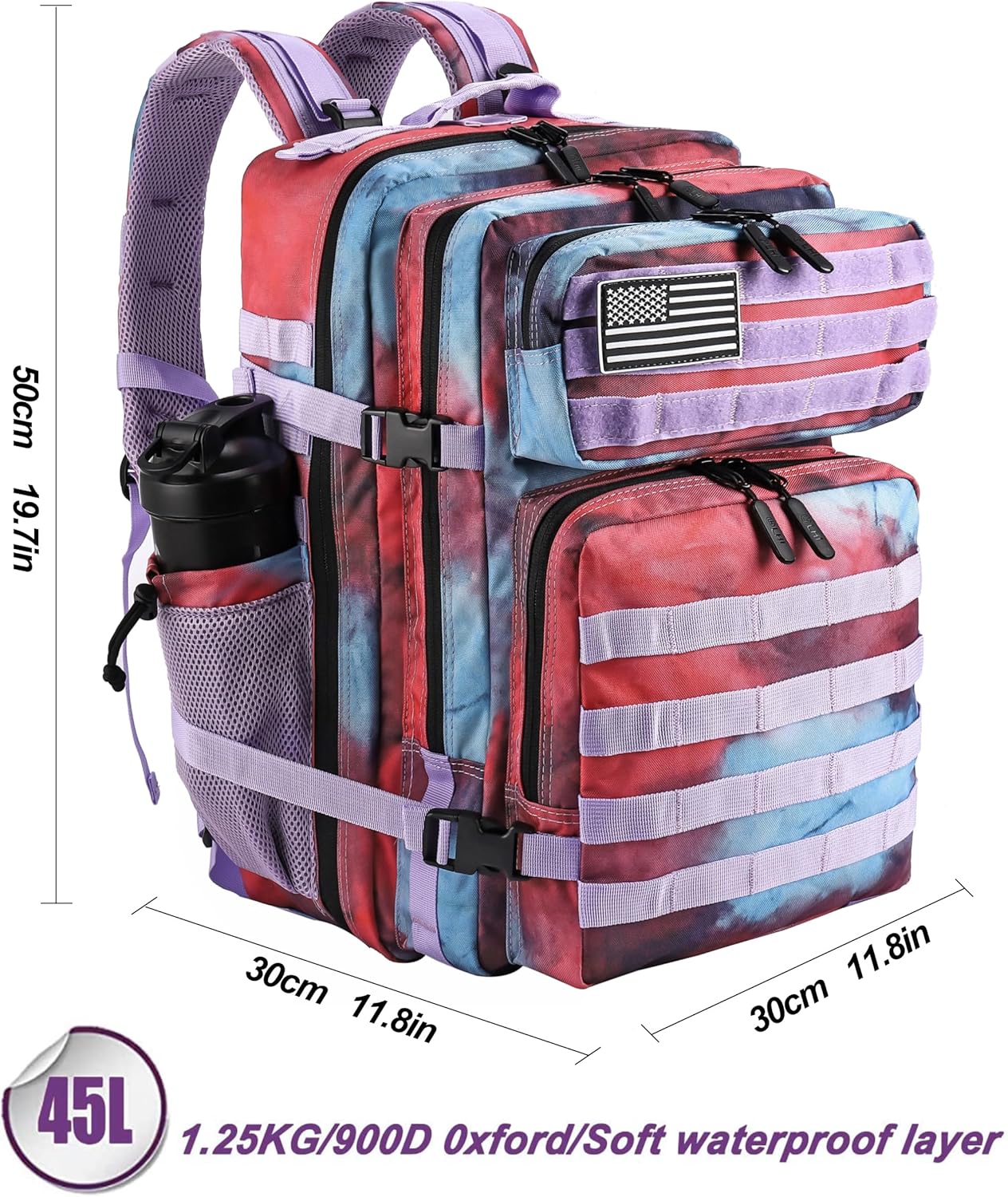 LHI Mochila táctica militar para hombres y mujeres, 45L, 3 días, paquete de asalto, mochila grande con sistema Molle