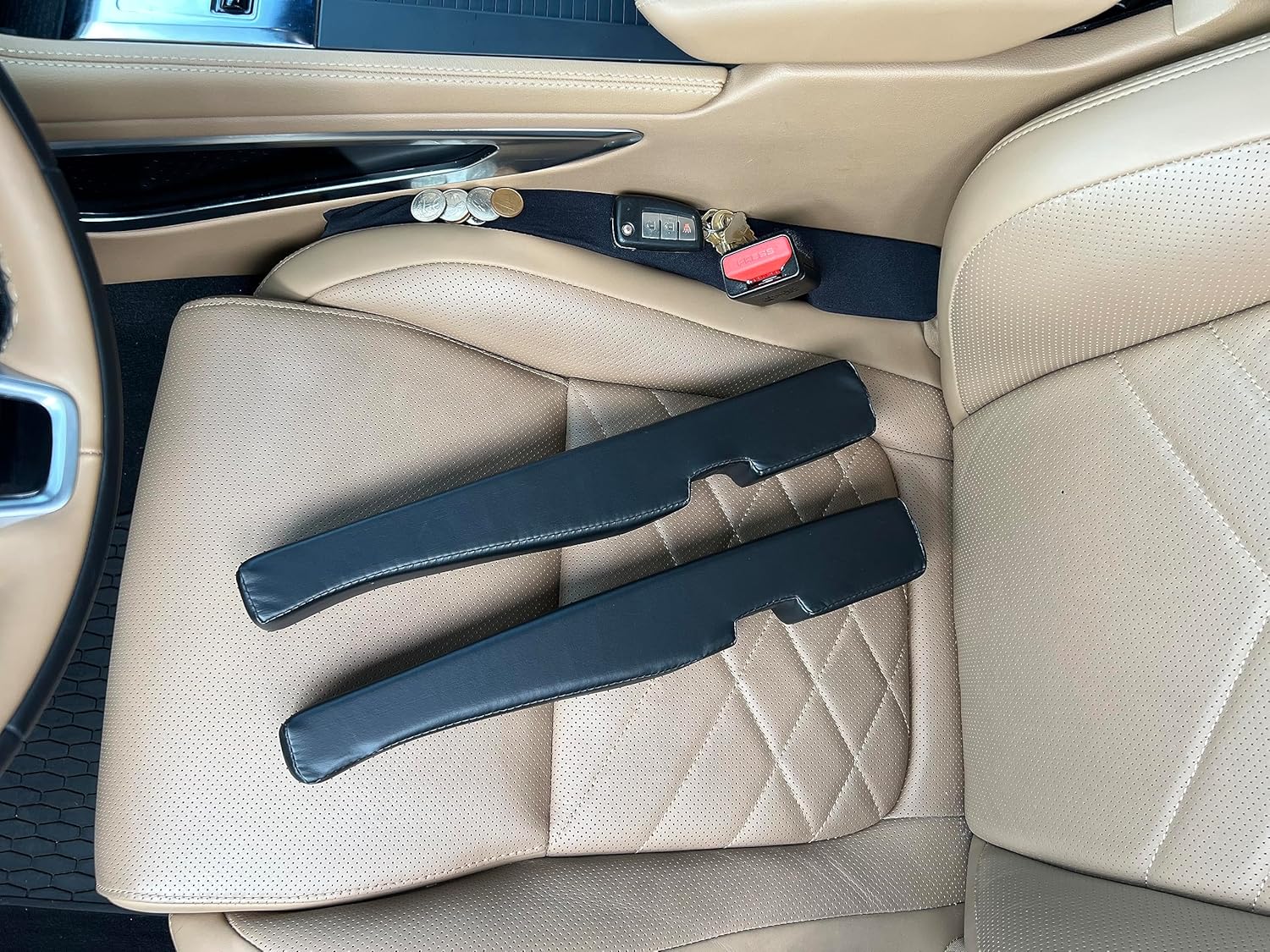 Llenador de huecos para asiento de automóvil – Bloquea el espacio entre el asiento y la consola central – Ajuste universal para el lado del