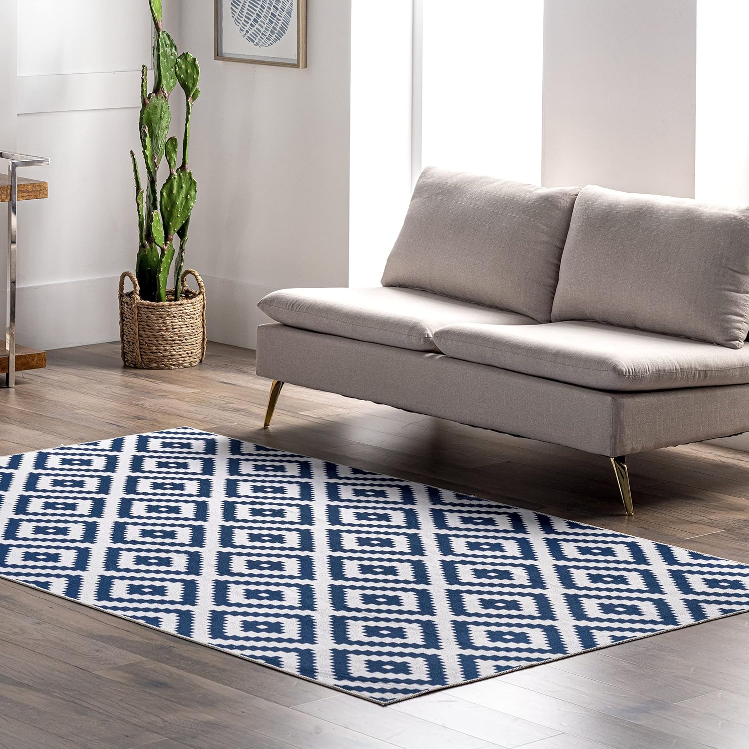 nuLOOM Kellee – Alfombra moderna lavable a máquina, 6 x 9 pulgadas, color azul