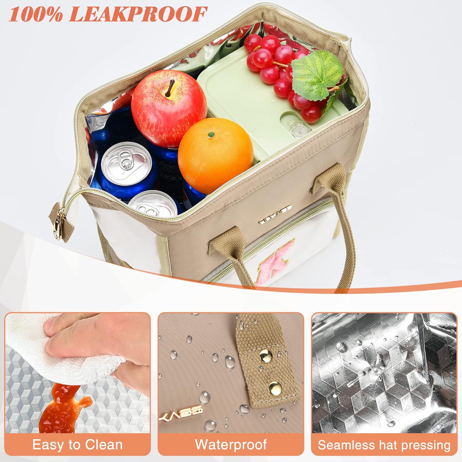 UTOTEBAG Lonchera con iniciales para mujeres, adolescentes y niñas, lonchera para adultos, contenedor refrigerante para el trabajo de picnic,