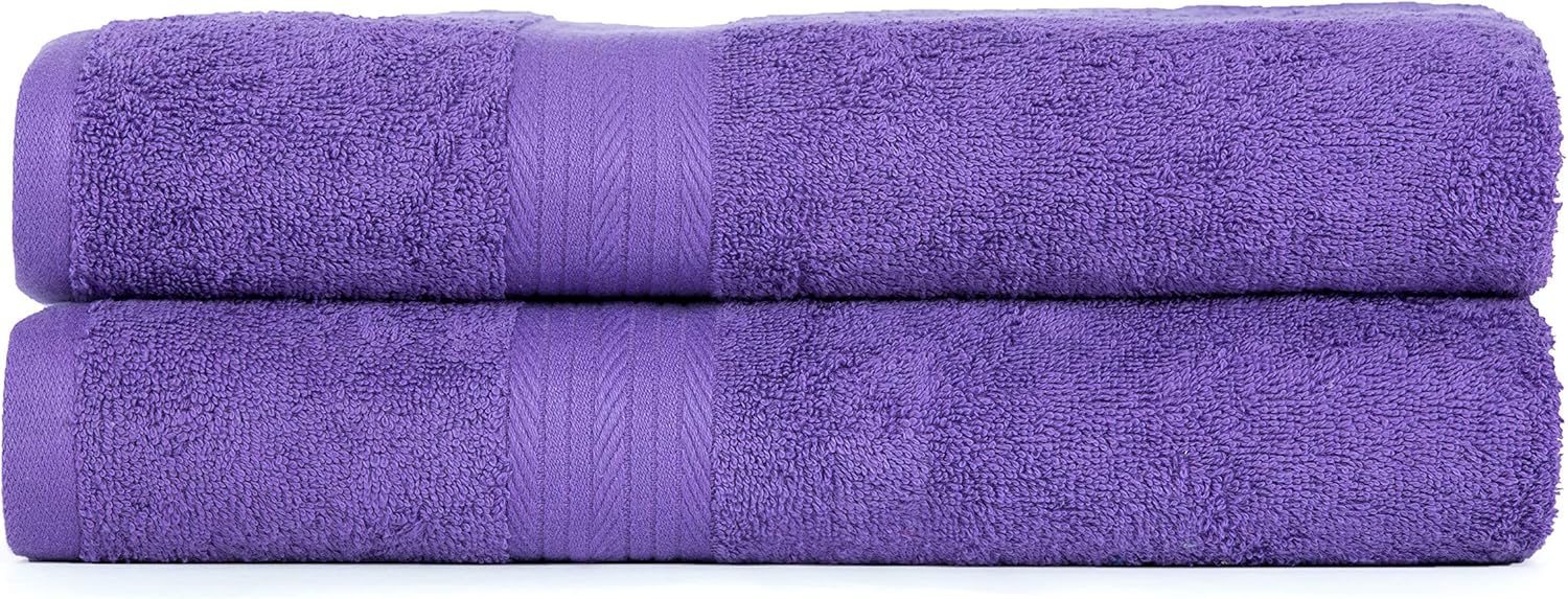 Toalla de mano de 18 x 28 pulgadas, 21.16 ozm, 100% algodón, suave y absorbente, 2 unidades, color morado