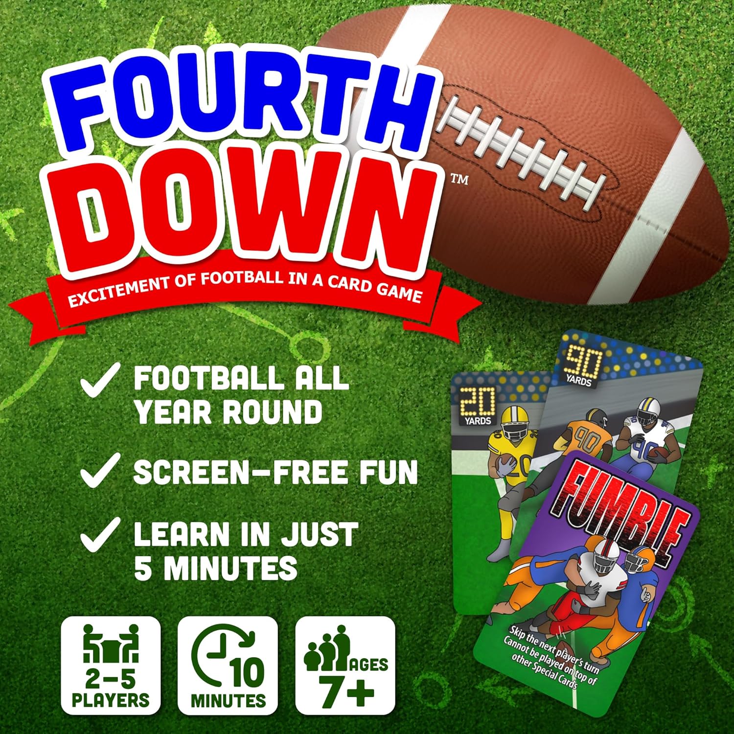 Fourth Down – Nuevo! La emoción del fútbol en un juego de cartas! Como aparece en la revista New York, perfecto para regalos, Super Bowl, fiestas y