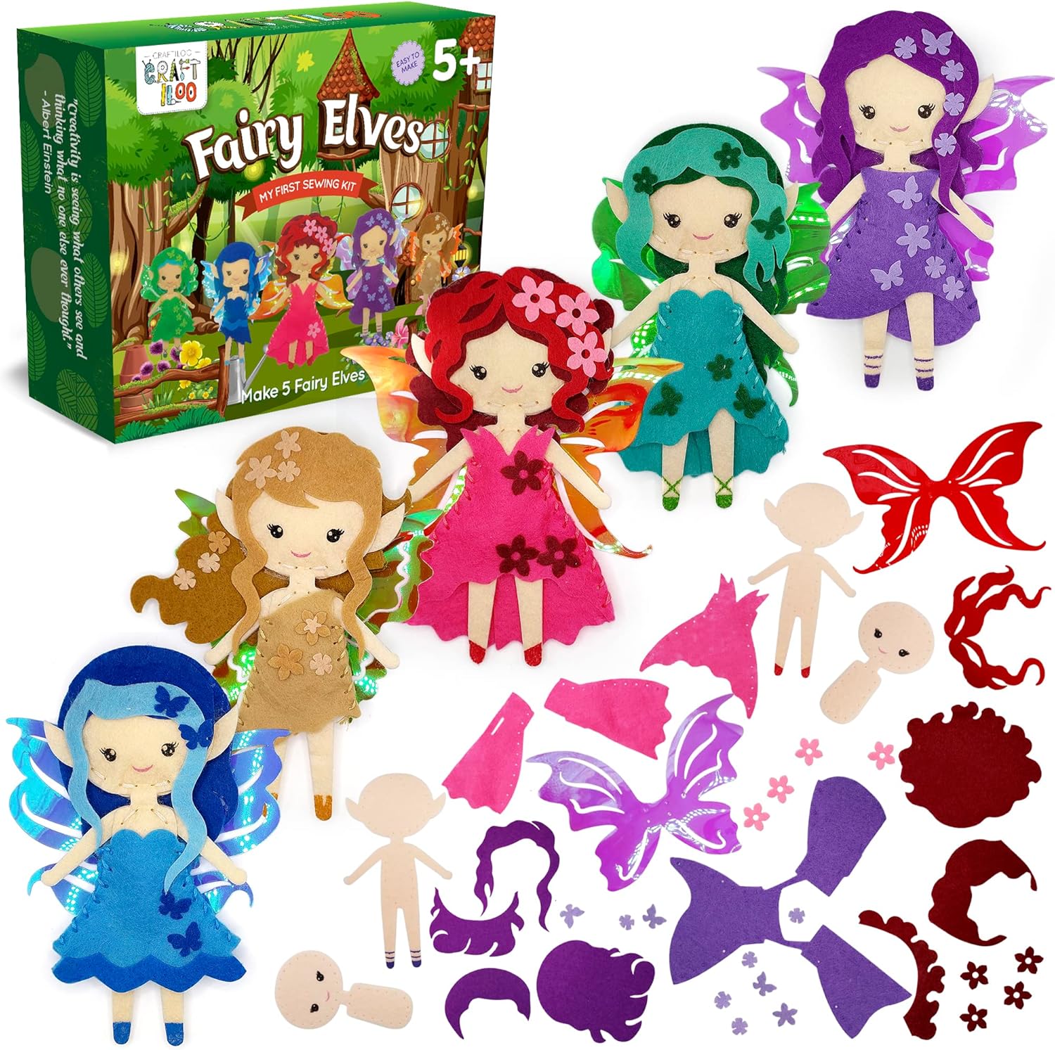 CRAFTILOO Kit de costura de elfos de hadas para niños, divertido y educativo juego de manualidades de cuento de hadas para niños y niñas de 7 a 12