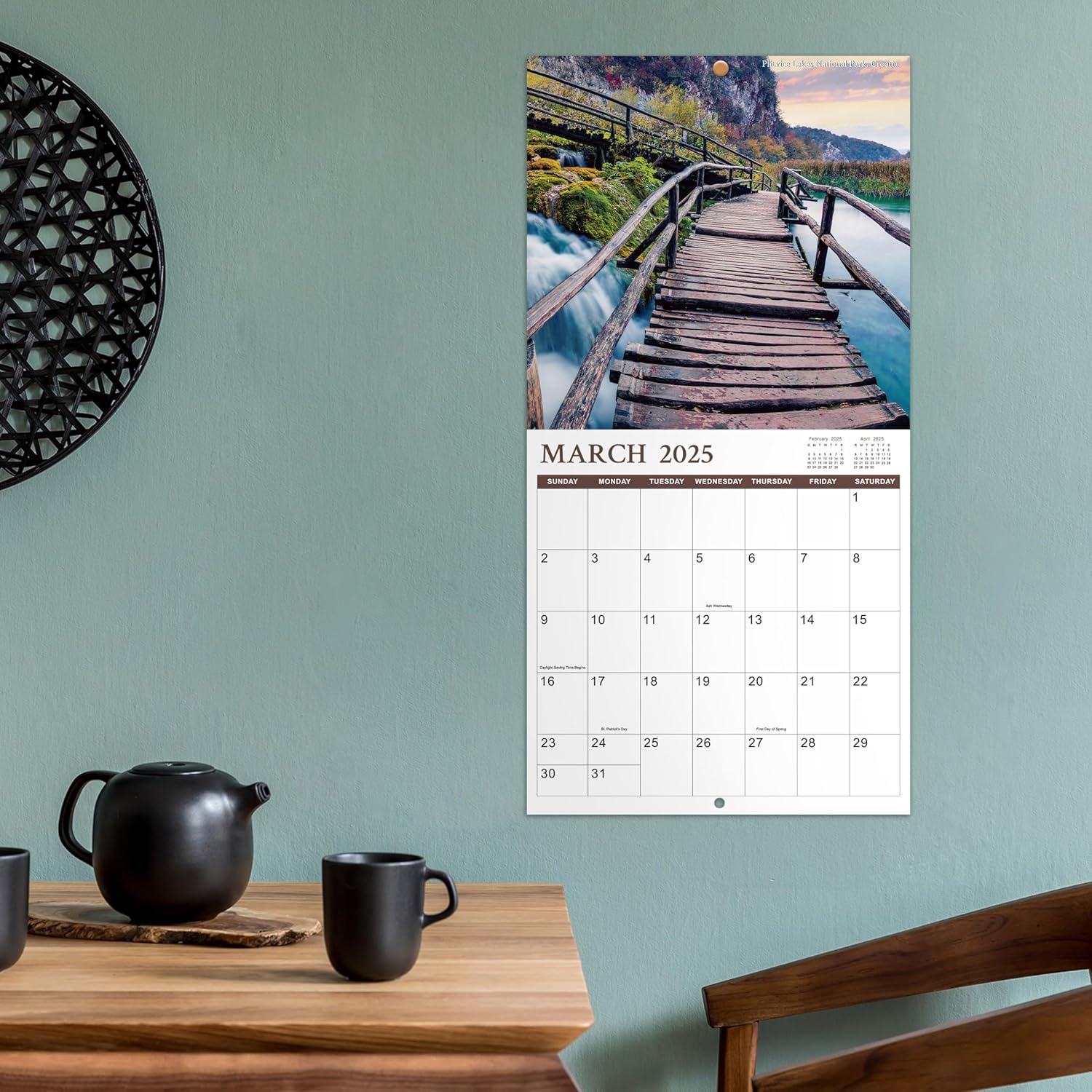 Calendario 2024-2025  Calendario mensual de pared cuadrado 2024-2025, 18 meses desde julio de 2024 a diciembre de 2025, 12 x 24 pulgadas (abierto),