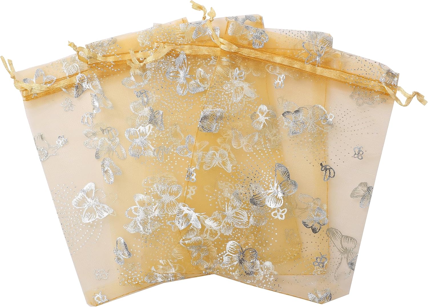 J&Rey Home – 100 bolsas de regalo de organza con diseño de mariposa, bolsa para dulces, bolsa con cordón para regalos de boda (5 x 7 pulgadas,