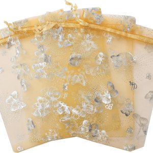 J&Rey Home – 100 bolsas de regalo de organza con diseño de mariposa, bolsa para dulces, bolsa con cordón para regalos de boda (5 x 7 pulgadas, J&Rey Home – 100 bolsas de regalo de organza con diseño de mariposa, bolsa para dulces, bolsa con cordón para regalos de boda (5 x 7 pulgadas,