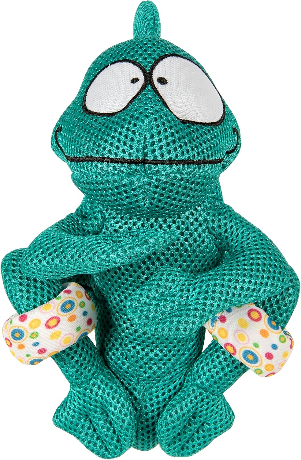 goDog Juguete chirriante de malla doble para perro Amphibianz Chameleon, color verde azulado, grande