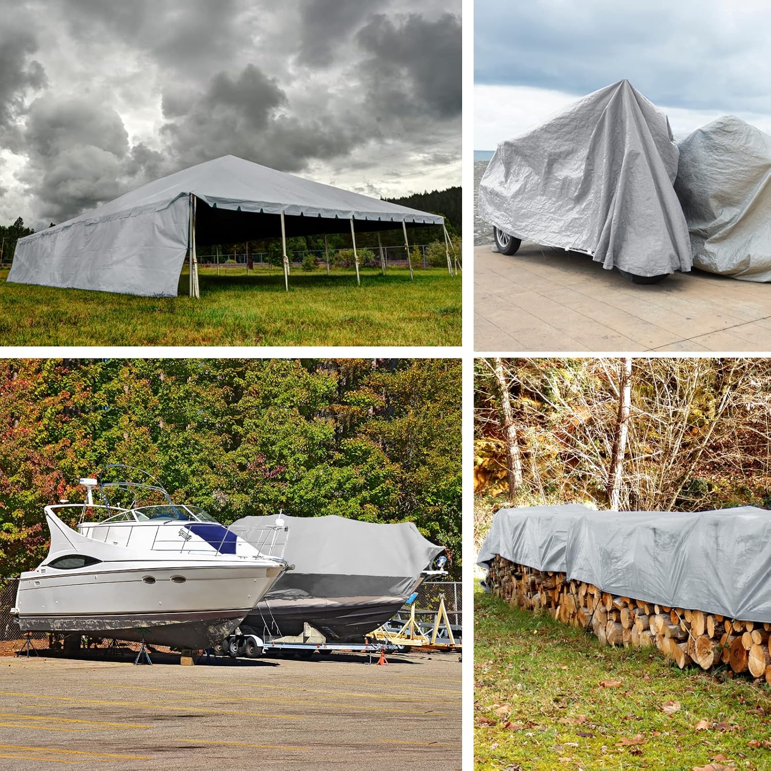 Tarps Lona pequeña resistente impermeable de 8 x 10 – 12 mil color platanegro para cubierta de lluvia al aire libre, lona de polietileno duradera