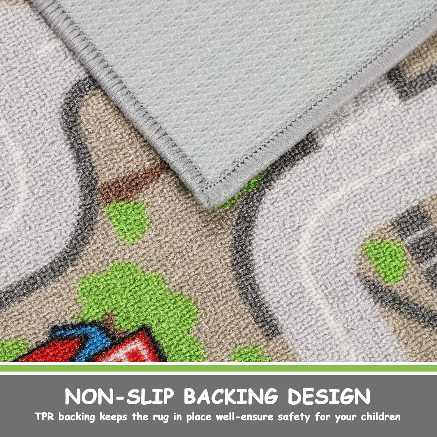 Capslpad Alfombra de juego de coche para niños, 3.3 x 5.2 pies, antideslizante, alfombra de mapa de la vida de la ciudad, alfombra de juegos lavable