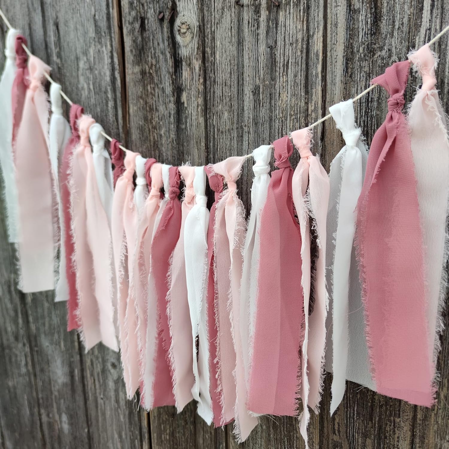 Guirnalda de gasa Tsaasel para boda, fiesta de té (coral + melocotón pálido + marfil) pancartas de flecos para despedida de soltera, mujeres,