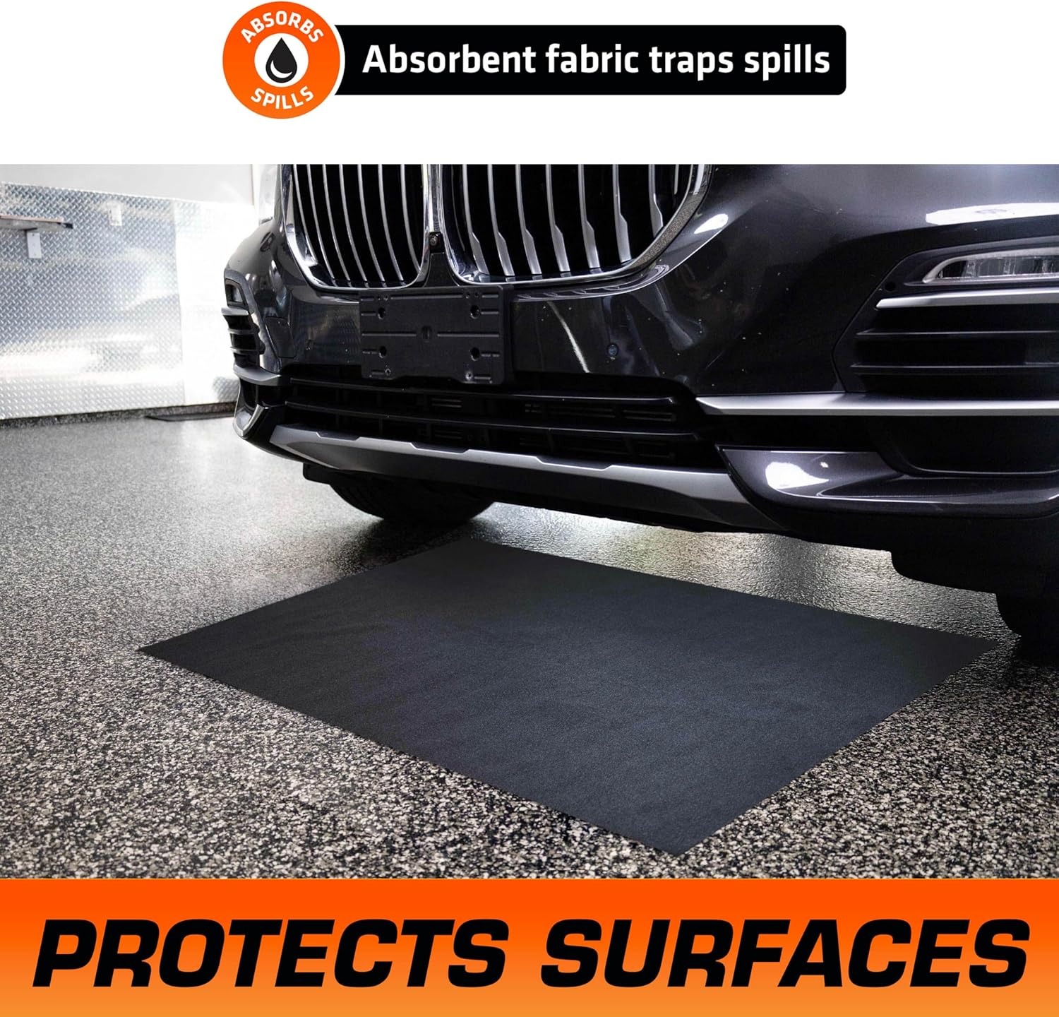 Armor All Tapete para piso de garajetapete de derrame de aceite (30″ x 59″), absorbente, impermeable, reutilizable, duradero, contiene líquidos,