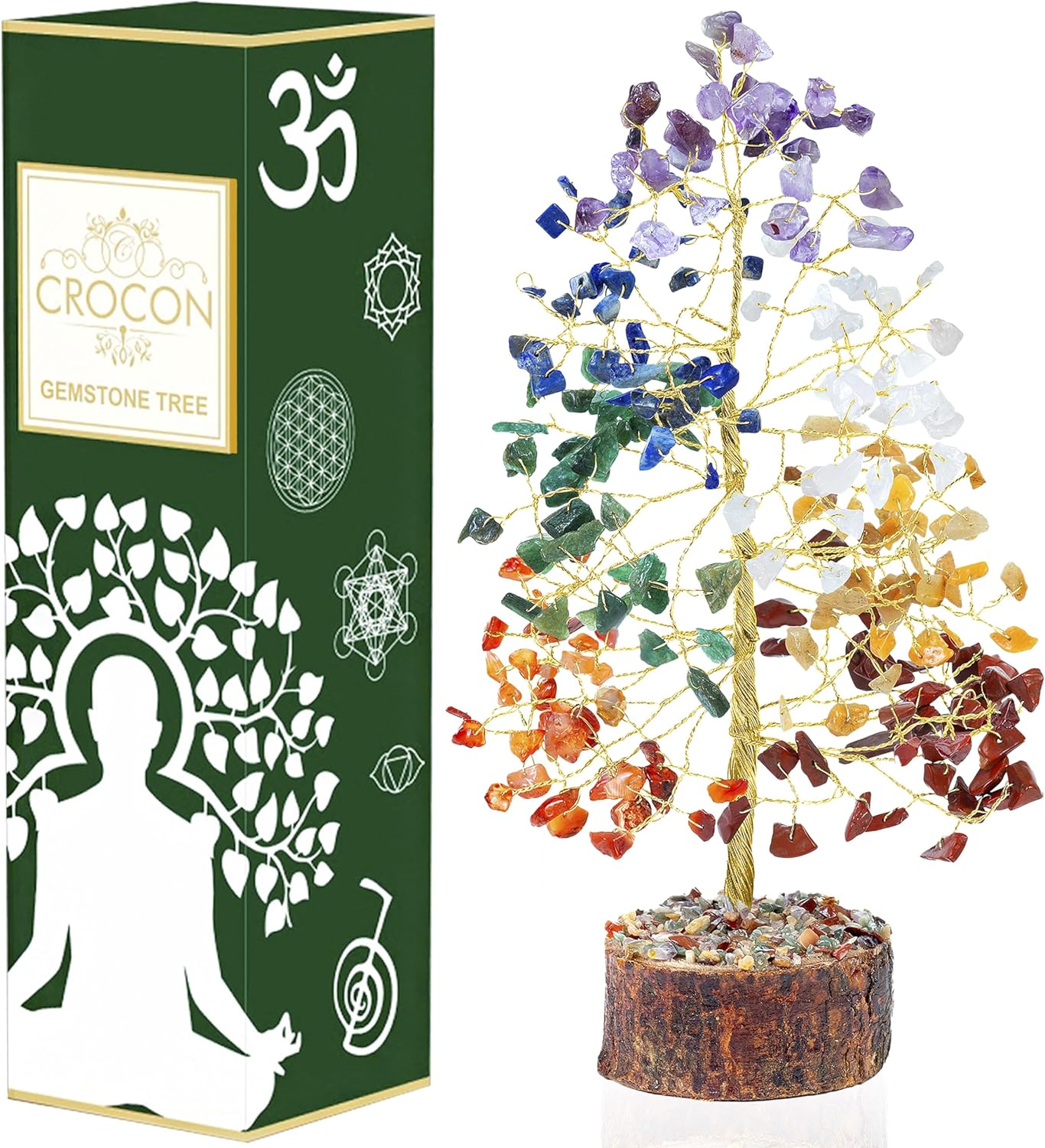Árbol de la vida de los 7 chakras, árbol de la vida de cristal, árbol de piedras preciosas para energía positiva, decoración de árbol de Feng Shui,